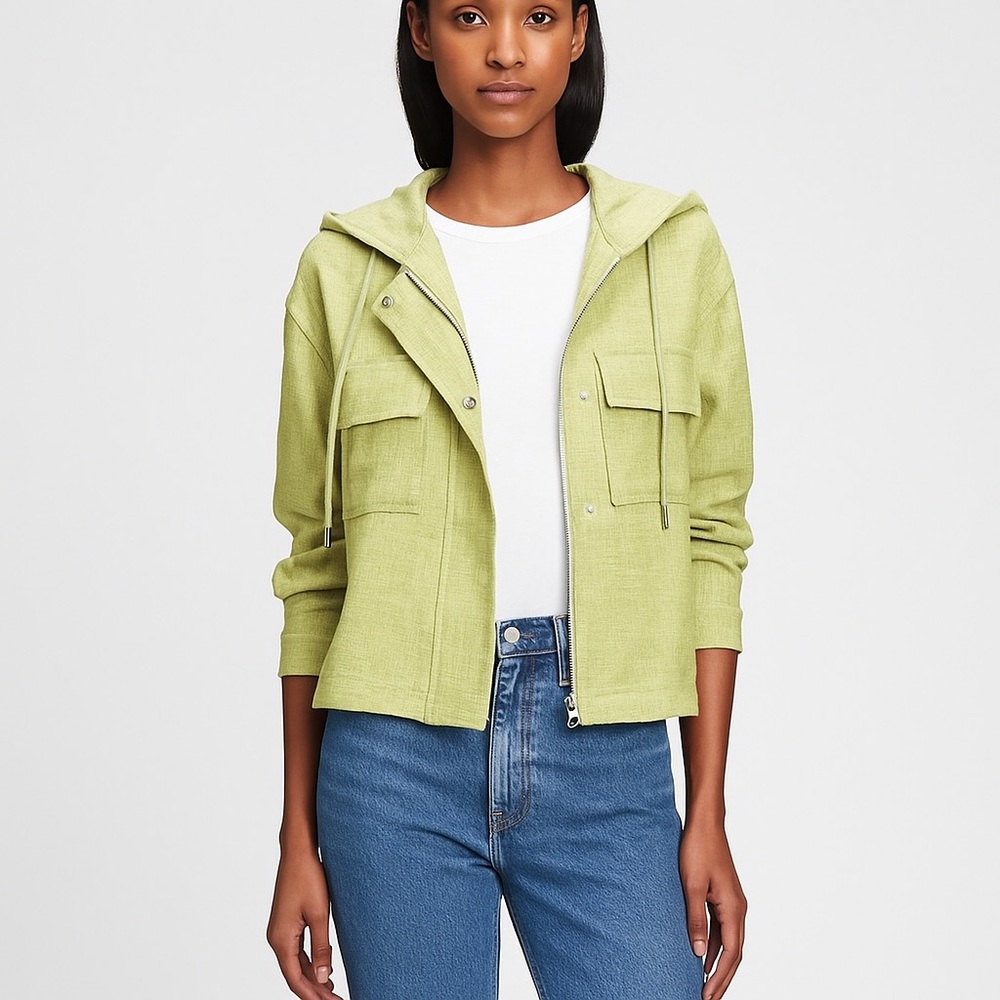 Avec Les‎ Filles Green Hooded Utility Short Jacket Size Large